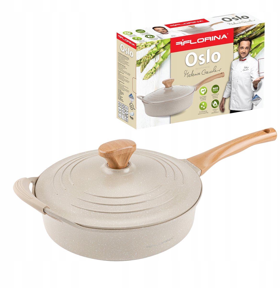 Florina Oslo Aluminium Koekenpan 28cm Keramisch, Beige, Inductie