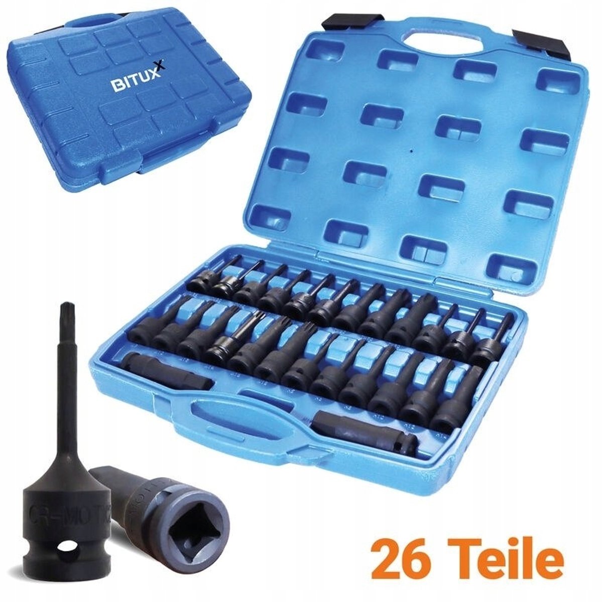 Bituxx 26-delige 1/2" doppen- en bitset: Torx & Multitand