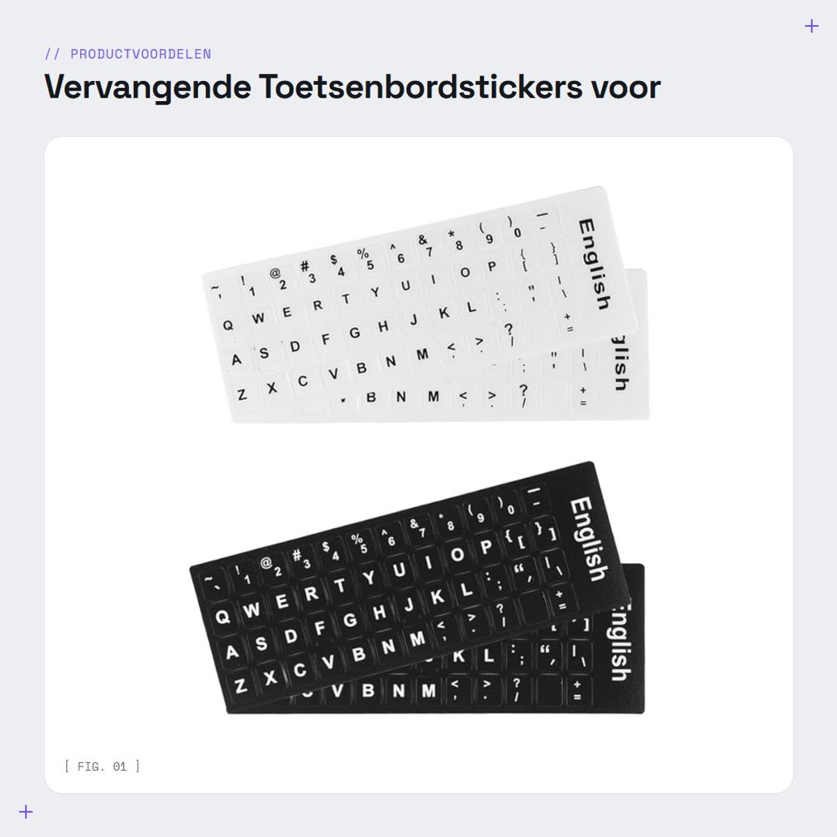 Dailygoods- Toetsenbordstickers - Vervangende Stickers - QWERTY - Zwart/Wit - Matte Textuur - 4 Stuks