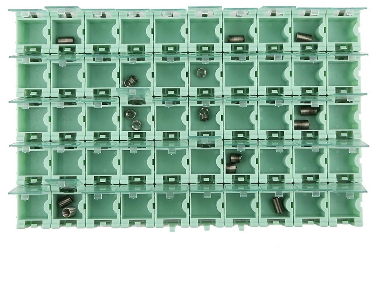 SMOAKEZ Container Box - Opbergkoffer voor elektronica - Groen - 50 Compartimenten - Bescherming tegen stof - Geschikt voor kleine...