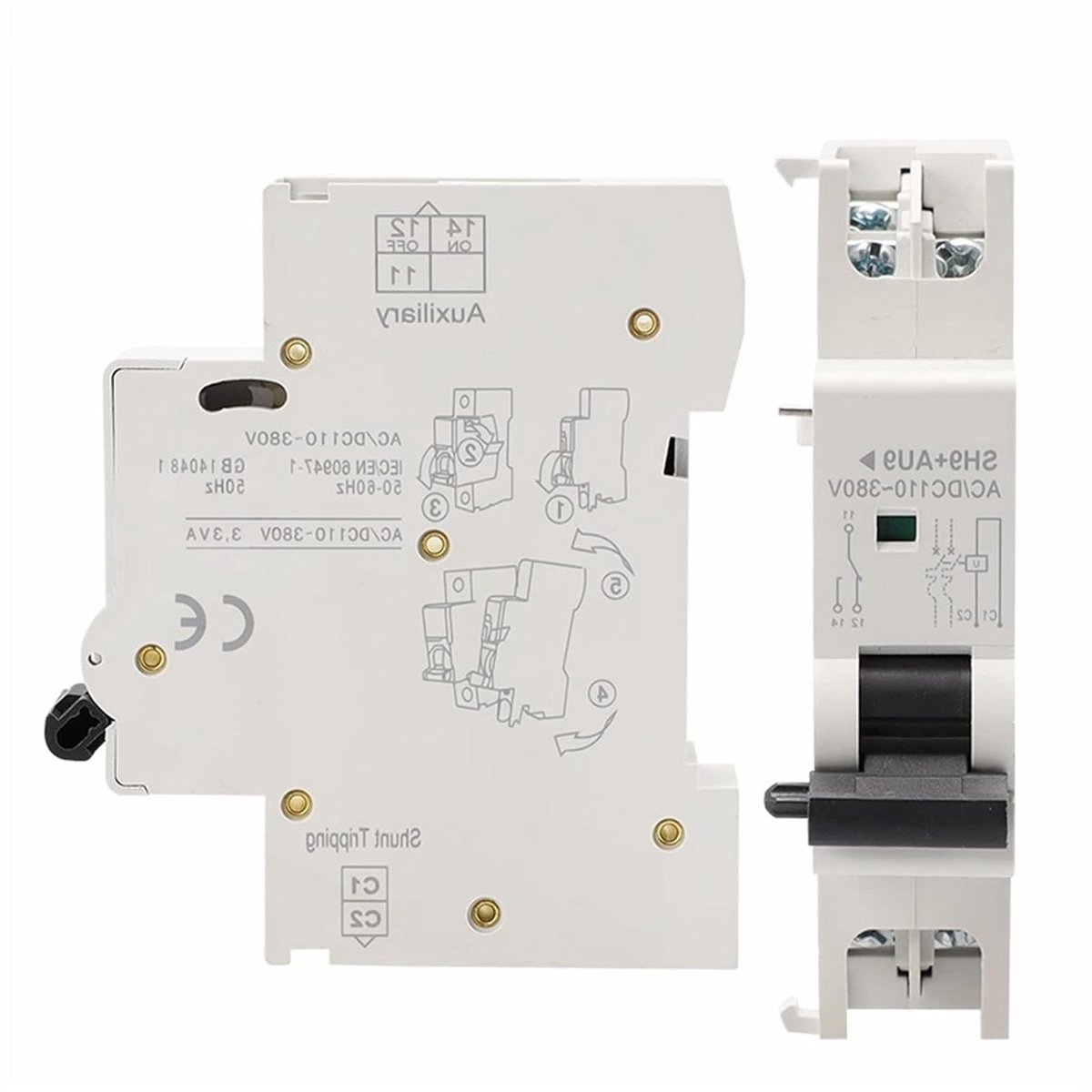 Hulpcontact Stroomonderbreker - Alarmcontact Shunt - Elektrische Beveiliging - Automatische Booguitschakelaar - 3-fase 4-lijn - Grijs
