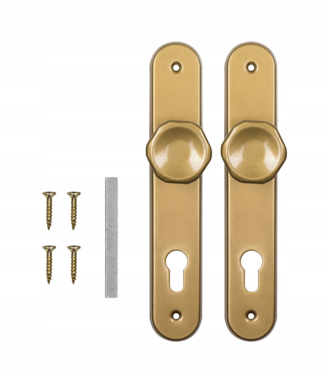 Gouden Deurkruk met Cilindergat - 72 mm afstand