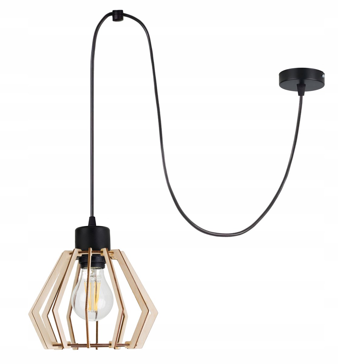 Hanglamp ZWISS LOFT E27 Spinnenpoot met Houten Kap