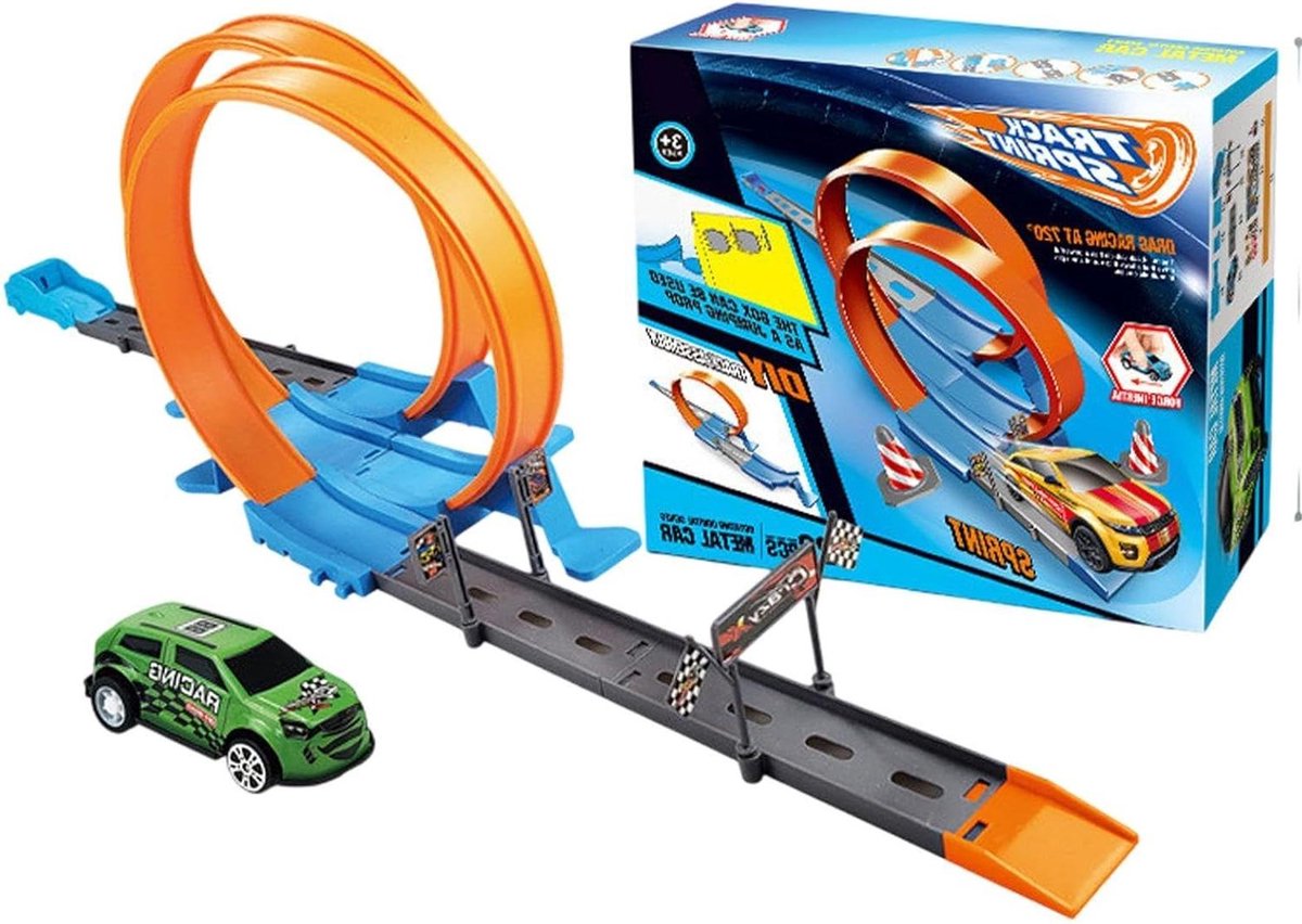 Racebaanspeelgoed - Flexibele baan - Creatief spel - Talloze combinaties - 276 cm - Multicolor