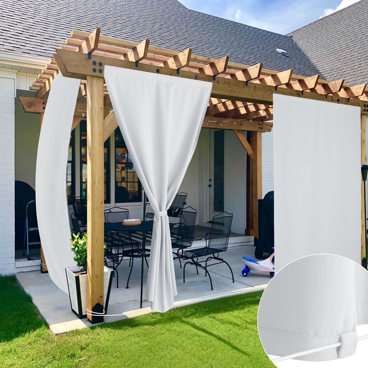 Dailygoods- Verduisteringsgordijnen Waterdicht - Buitengordijnen voor Balkon - Patio Gordijnen - Terras Gordijnen - 2 Stuks - 132B x 213H cm