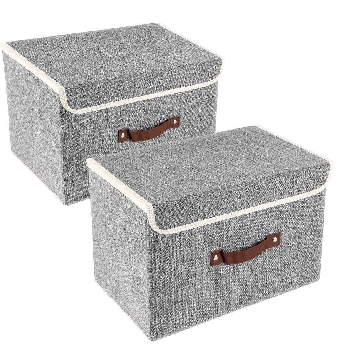 JHUBERS- Opbergdoos Wasbaar - Opbergdoos met Deksel - Opbergdoos Set van 2 - Opbergdoos Stof - Opbergdoos 38x25x25 cm - Duurzaam Polyester/Oxford - Opbergbak