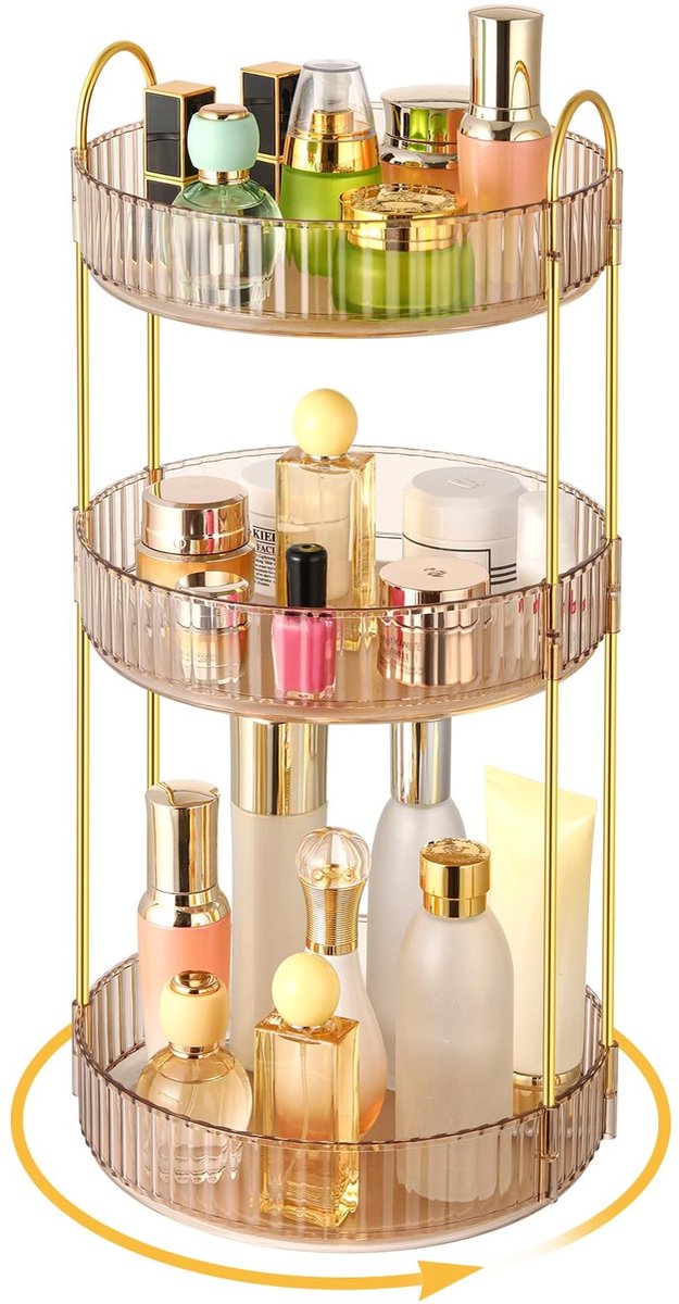ZEYNOMAX- Make-up Organizer 360 Graden Draaibaar - Cosmetica Koffer - Multifunctionele Opslag - 3 Lagen - Grote Capaciteit - Transparant