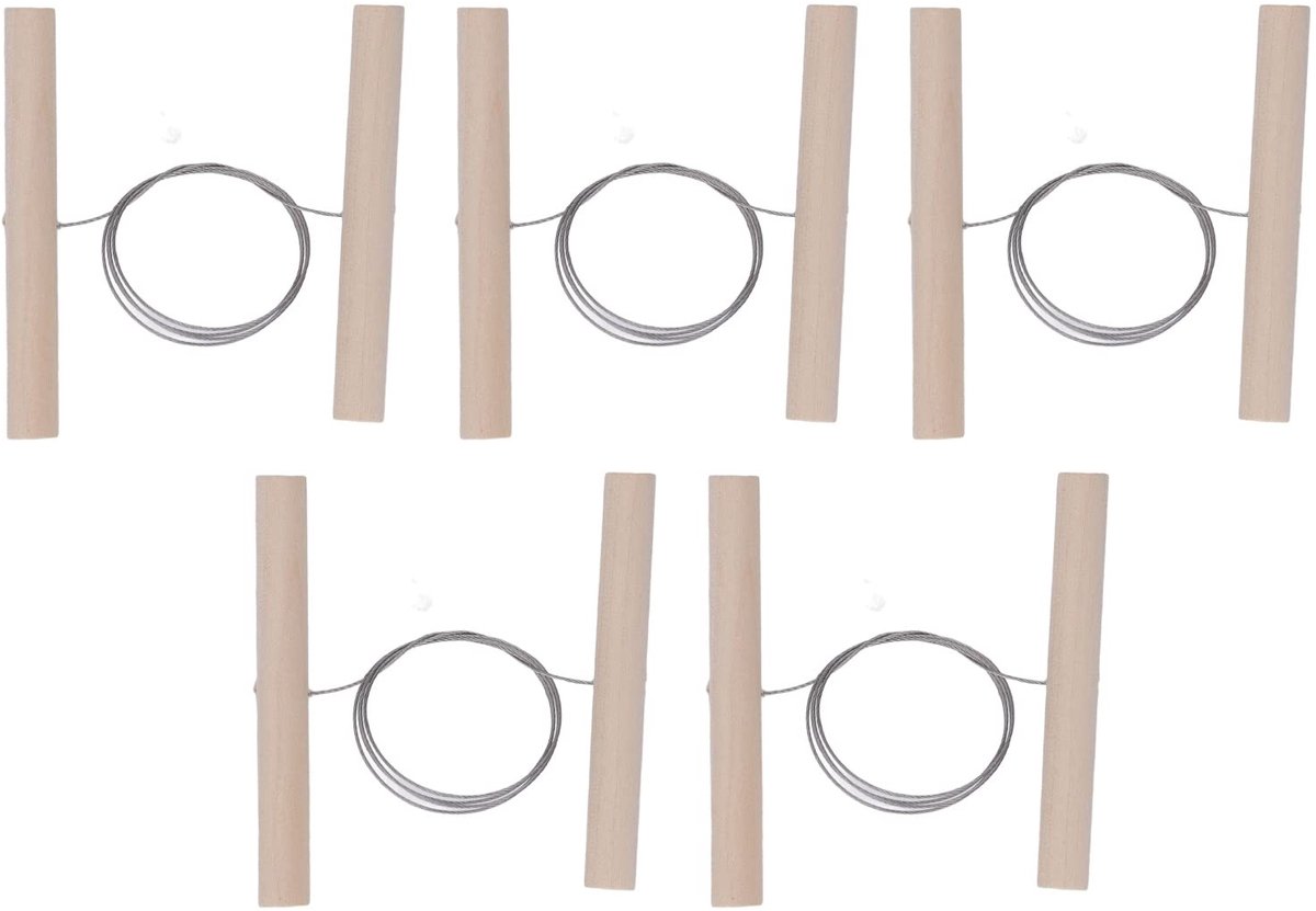 JHUBERS- Draadkleisnijder 5PCS - Roestvrij Staal - Houten Handvat - Snijdraad - Beeldhouwkunst - Kleivormen Snijgereedschap