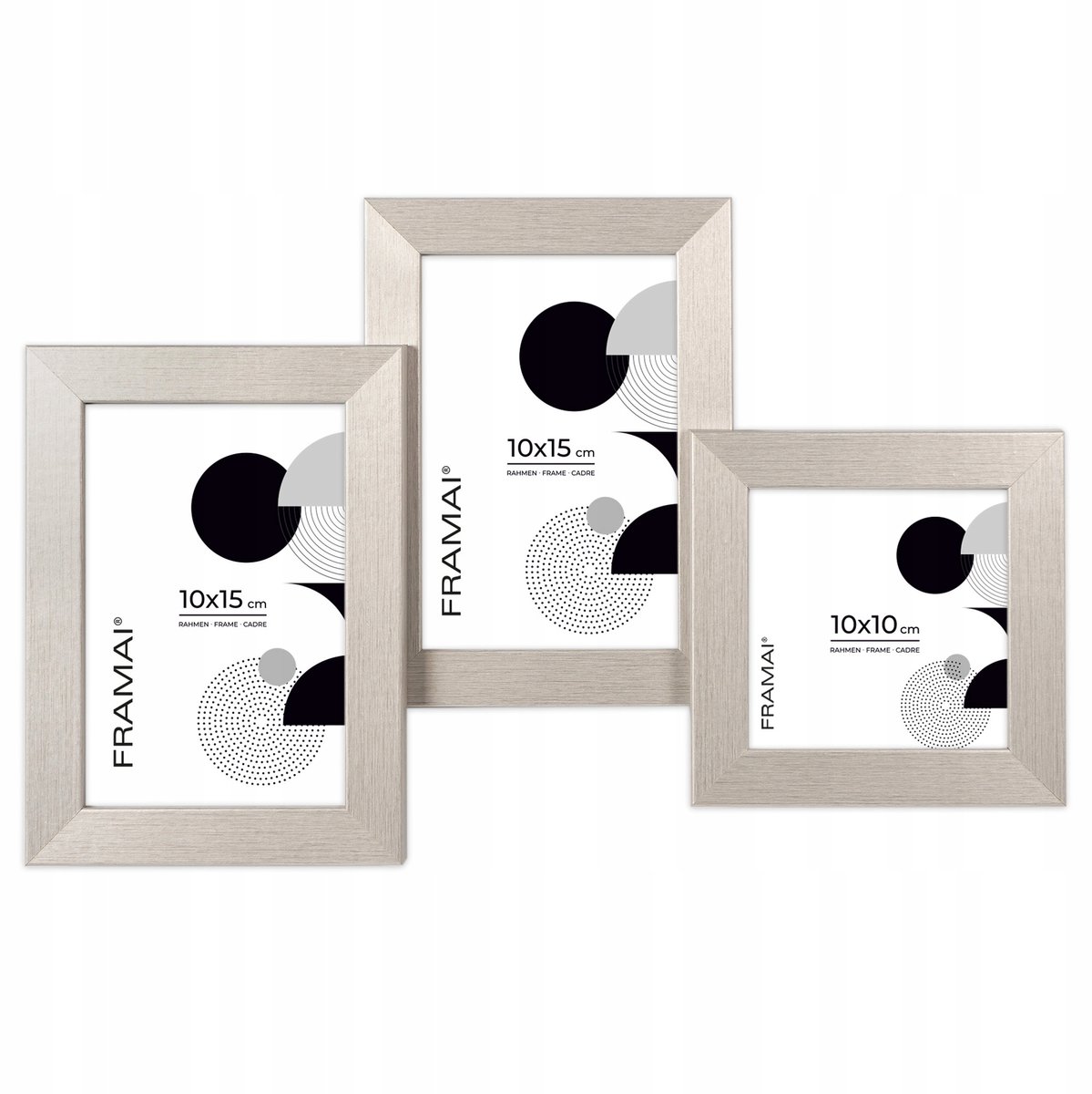 Multiphoto Lijst Zilver 3 Foto's 10x15cm & 10x10cm 24x37cm
