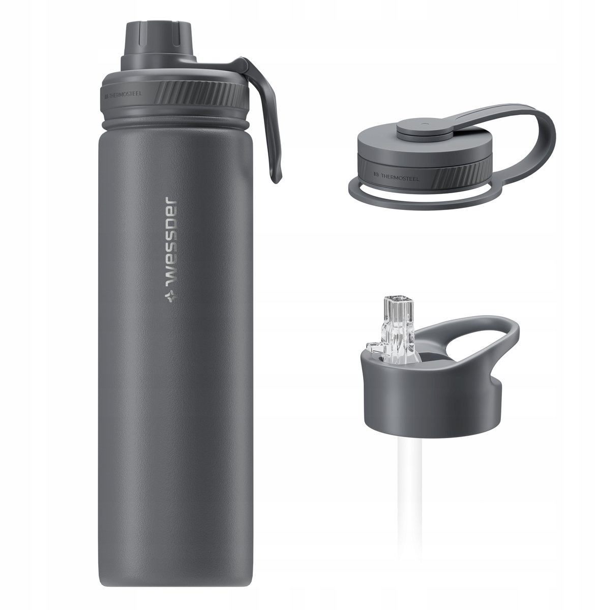 Wessper B3 Thermosteel 0,7L RVS Thermosfles met 3 Doppen