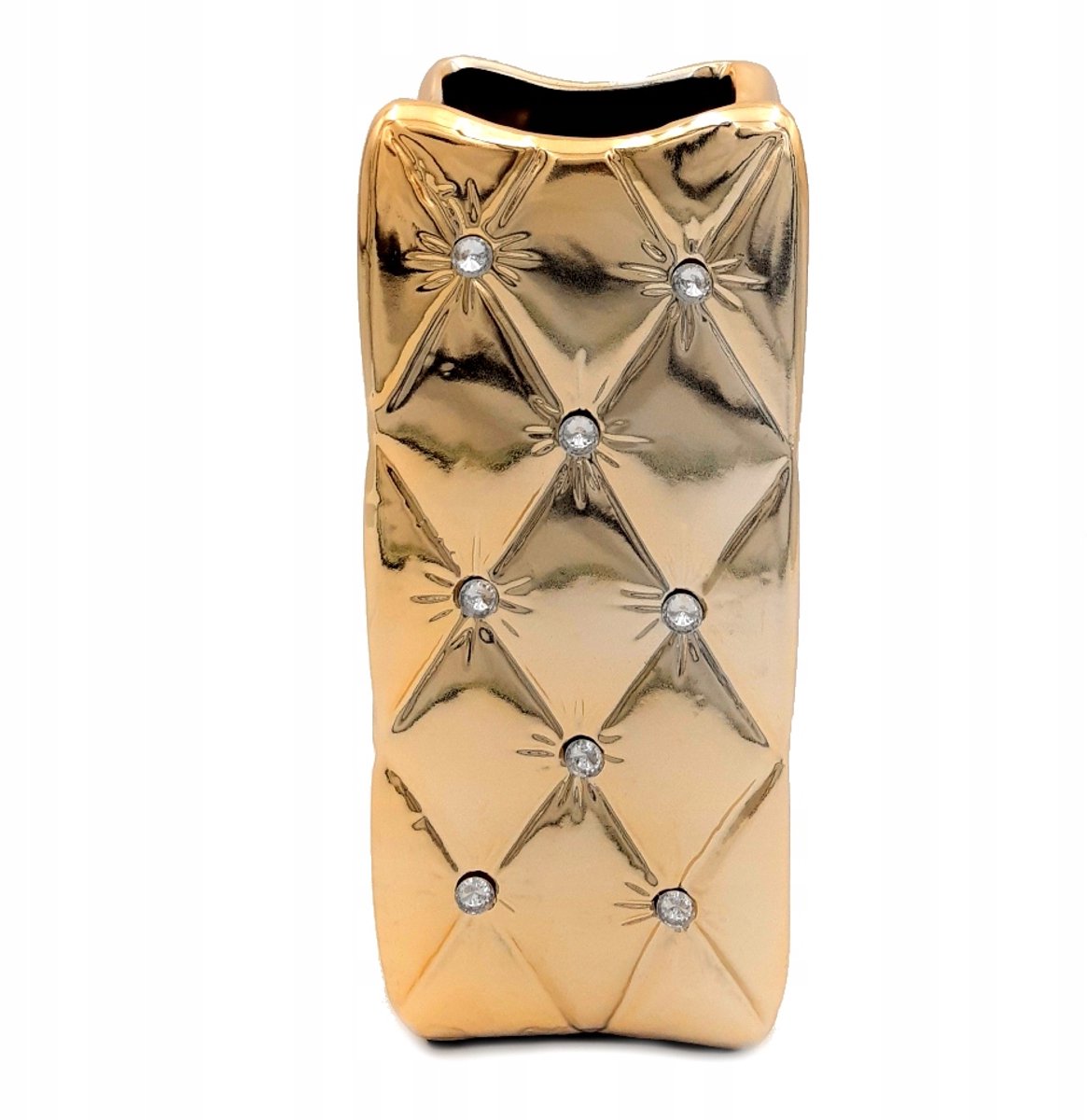 Glamour Goud Keramiek Vaas met Kristallen - 25cm