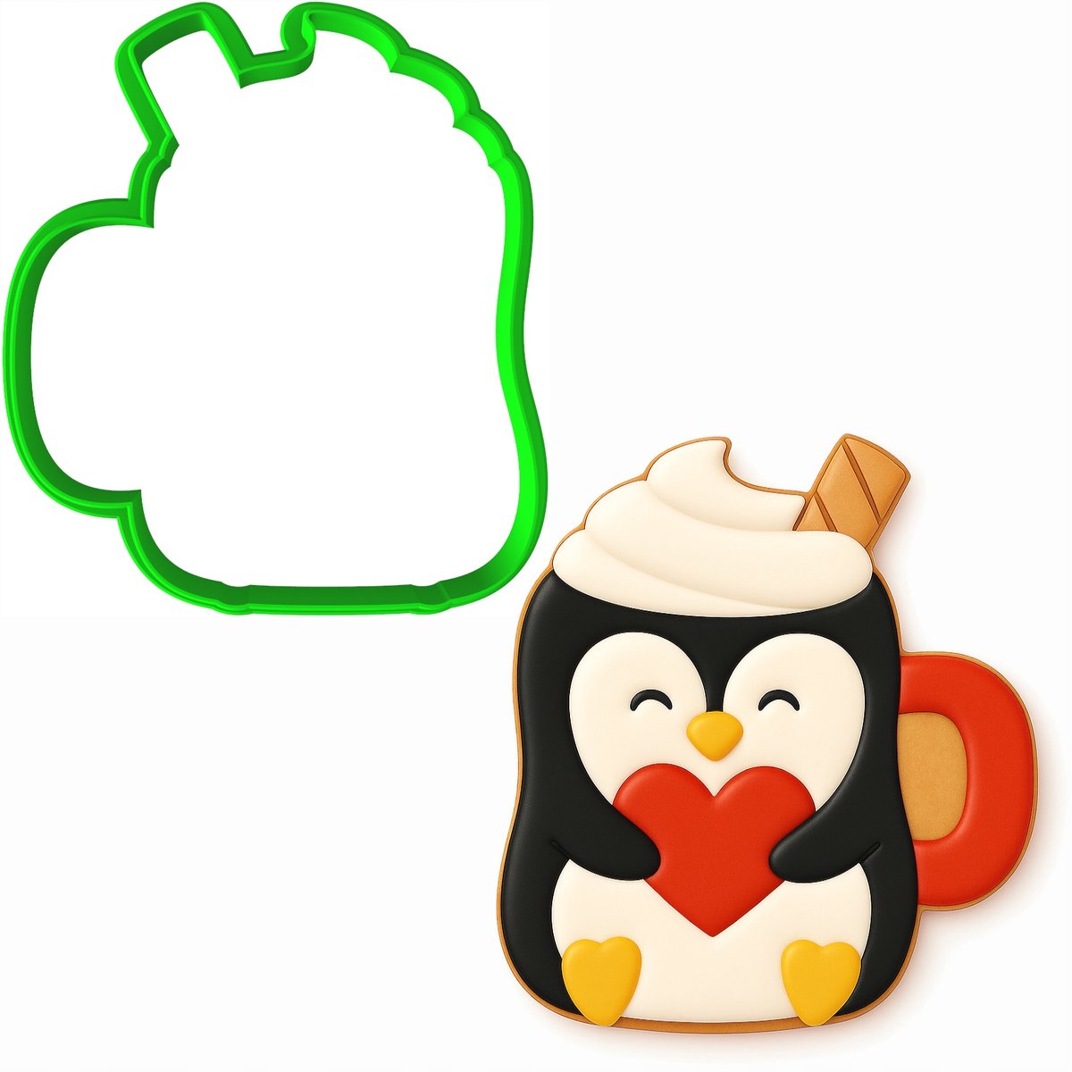 Kerstkoekjesvorm Pinguïn Mok 8cm - Bakvorm voor Koekjes & Peperkoek