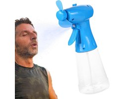Mistventilator - Vernevelaar Fan - Koelte Zoeken - Waterfles Functie - 350ml Tank - Blauw