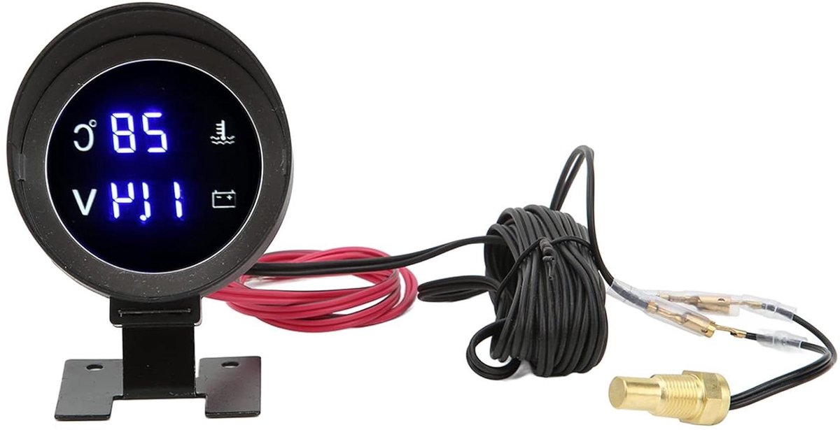 Digitale Temperatuurmeter - Led Voltmeter - Voertuig Monitoring - Universele Spanning - DC 9V-36V - Zwart