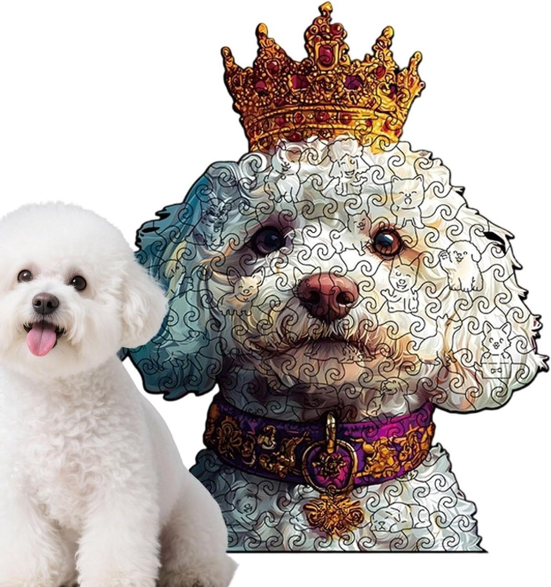Houten Honden Set - Dieren Puzzel - Decoratief Hobby - Lasergesneden Detail - 19 x 14 cm - Meerkleurig