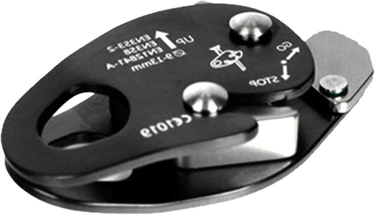 Klimmen Descender - Zekeringsapparaat Afdaler - Veilig Klimmen - Dynamische Zelfvergrendeling - 11-12mm Touw - Zwart