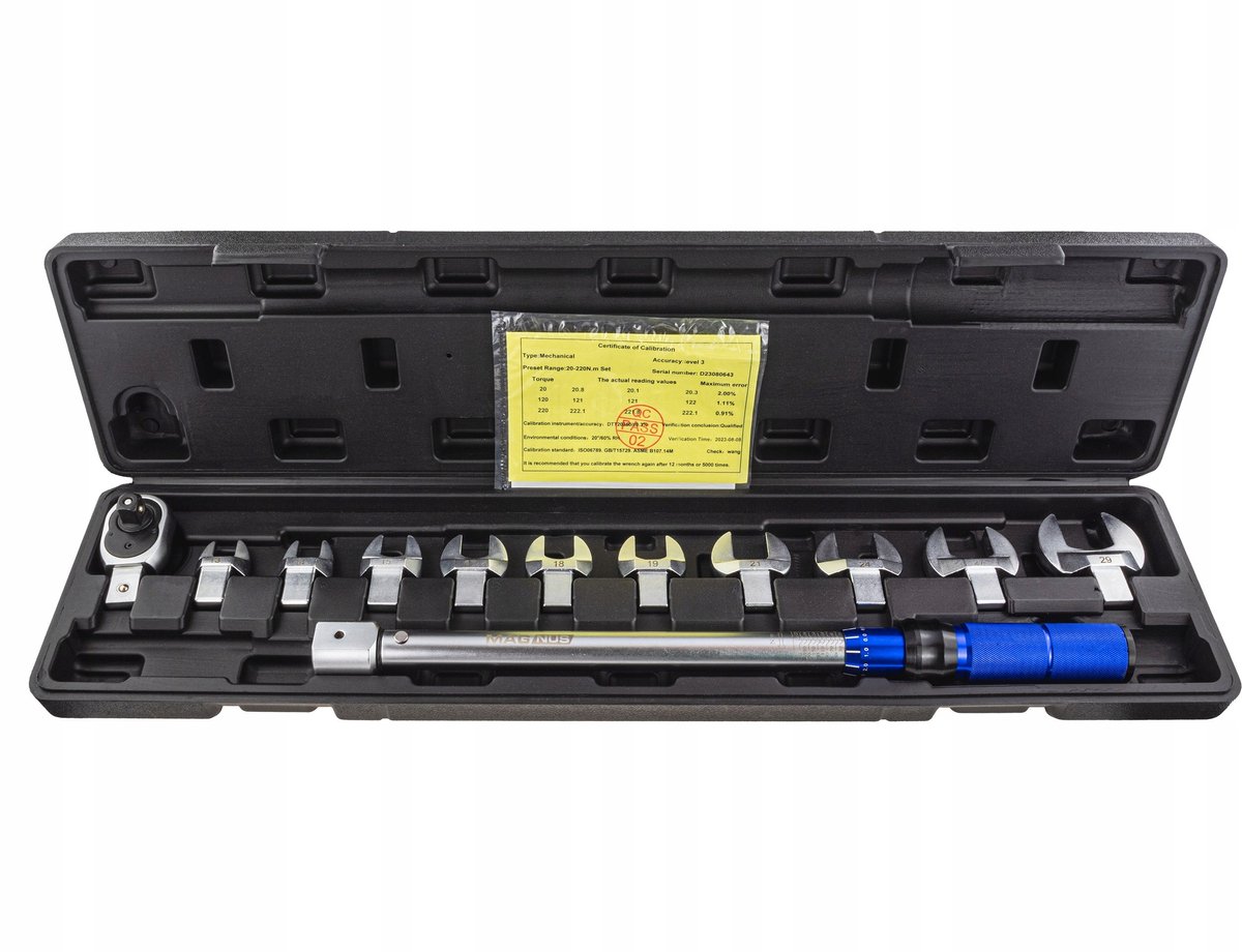 Momentsleutel 1/2 inch 20-220 Nm met sleutels 13-29 mm