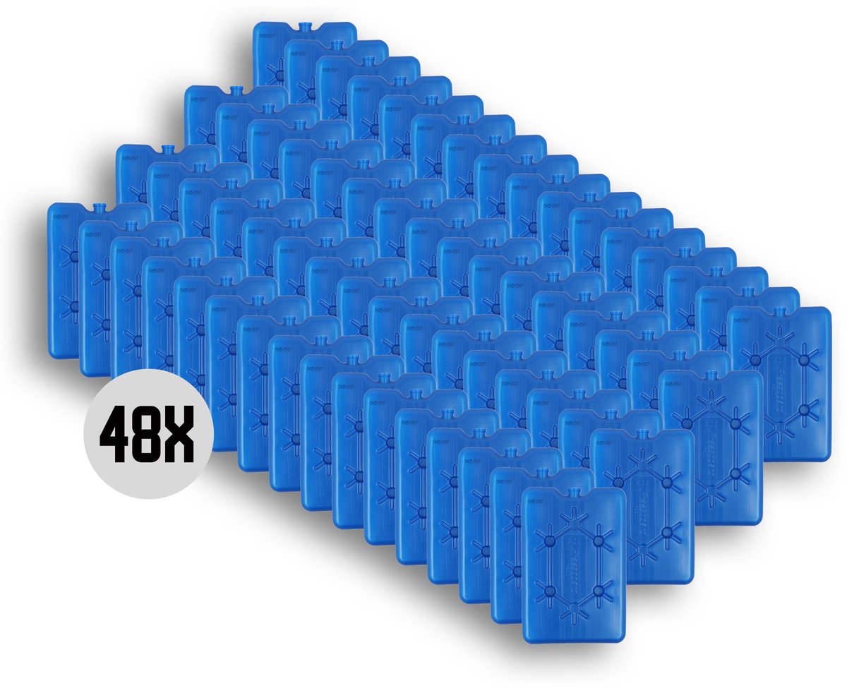 DULA platte koelelementen voor koelbox en koeltas - Freezeboard blauw plat - 48 stuks - 200 gram - 11 x 16.5 x 1.5 cm