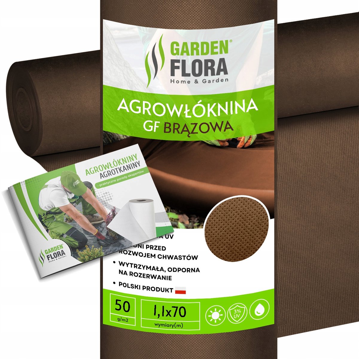 Agrotextiel Anti-Wortel 50g/m² UV-bestendig Bruin 1.1x70m