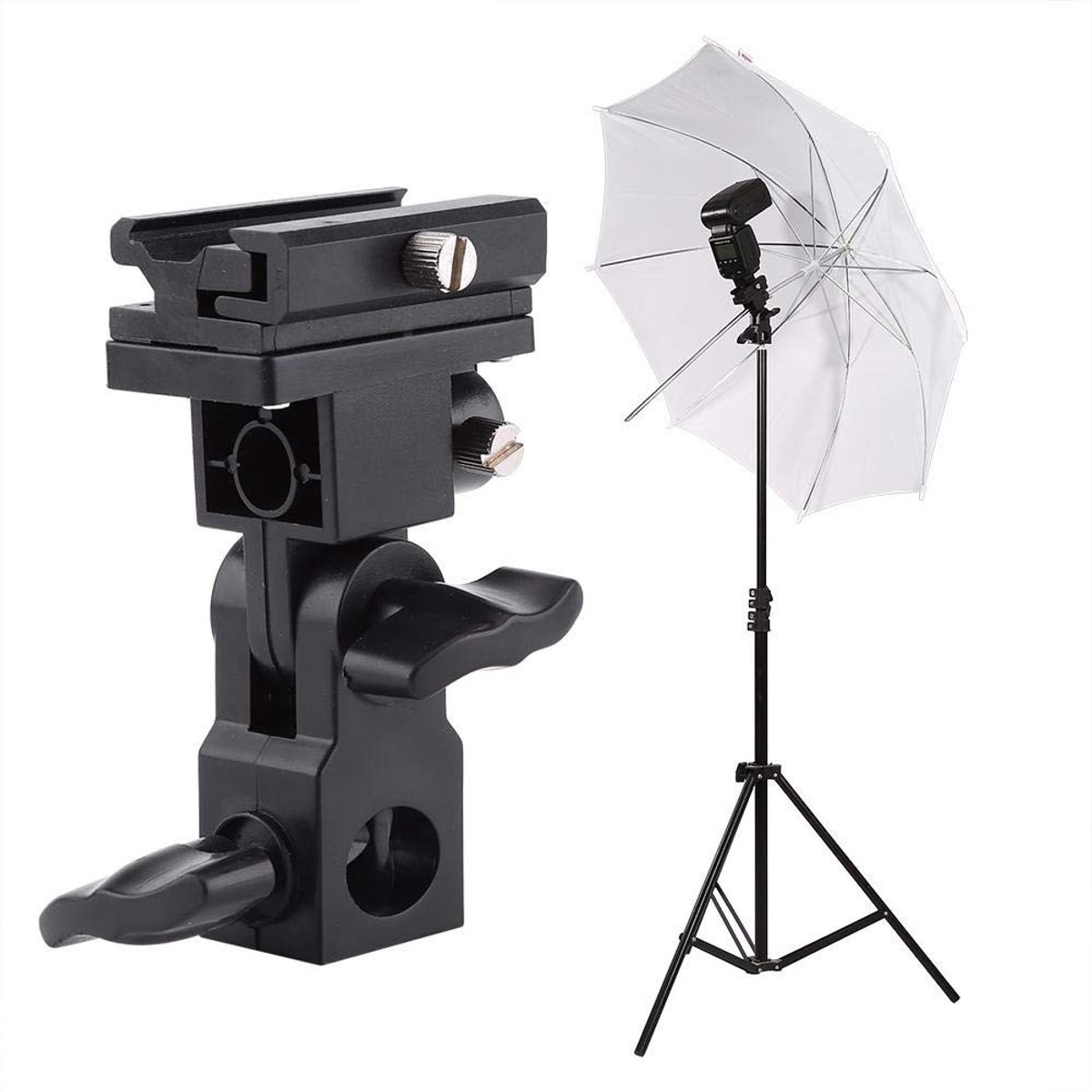 Dailygoods- Flash Bracket - Stevige Hot Shoe Beugel - Paraplu Houder - Lichtstandaard Beugel - Voor Foto/Videografie - Lichtgewicht en Duurzaam - Flitserhouder
