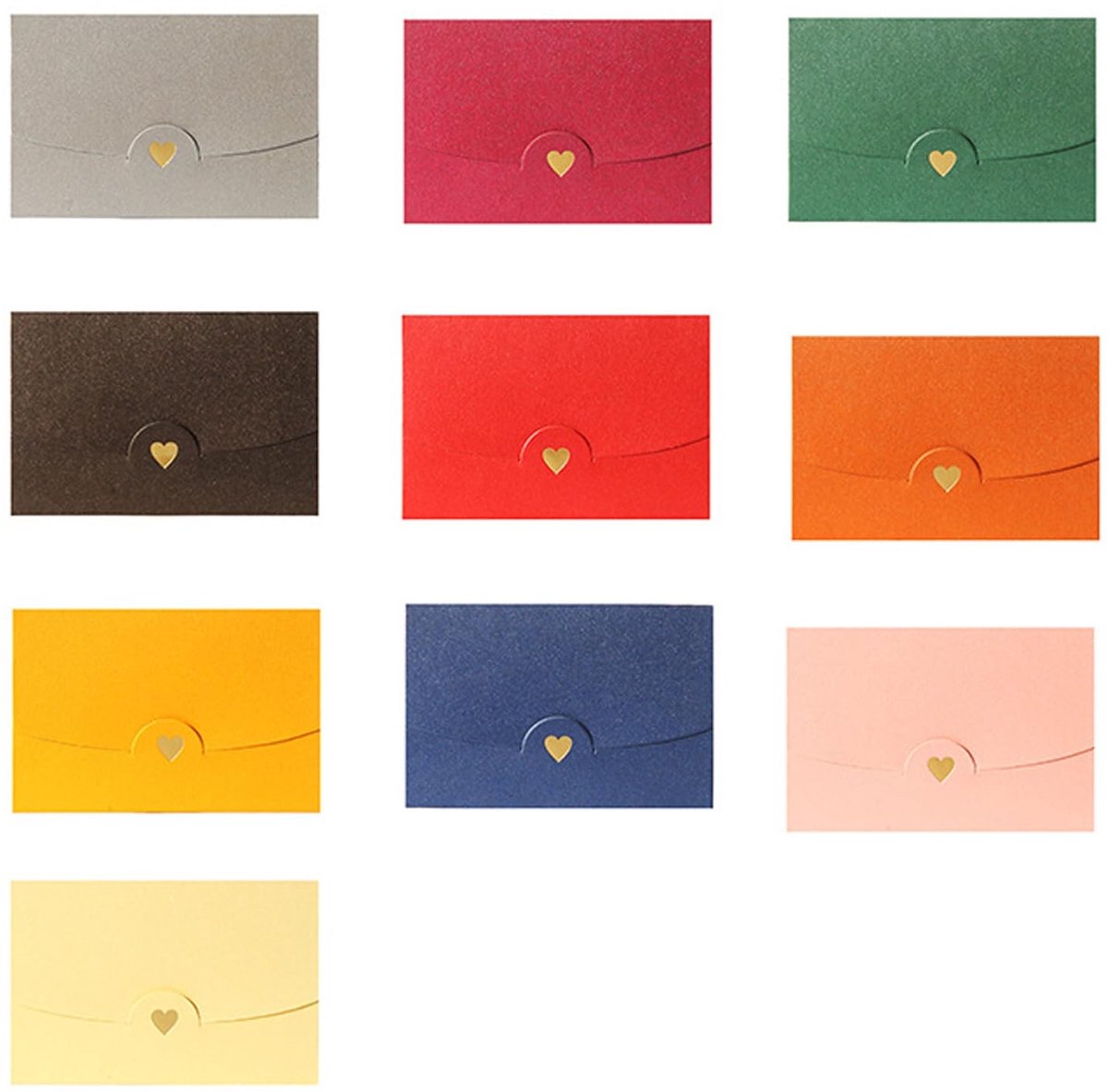 Dailygoods- Mini-envelop 10 stuks - Cadeaukaarten - Hartsluiting - Doe-het-zelf - Parel- en kraftpapier - Robuust en uniek - Cadeau-envelop