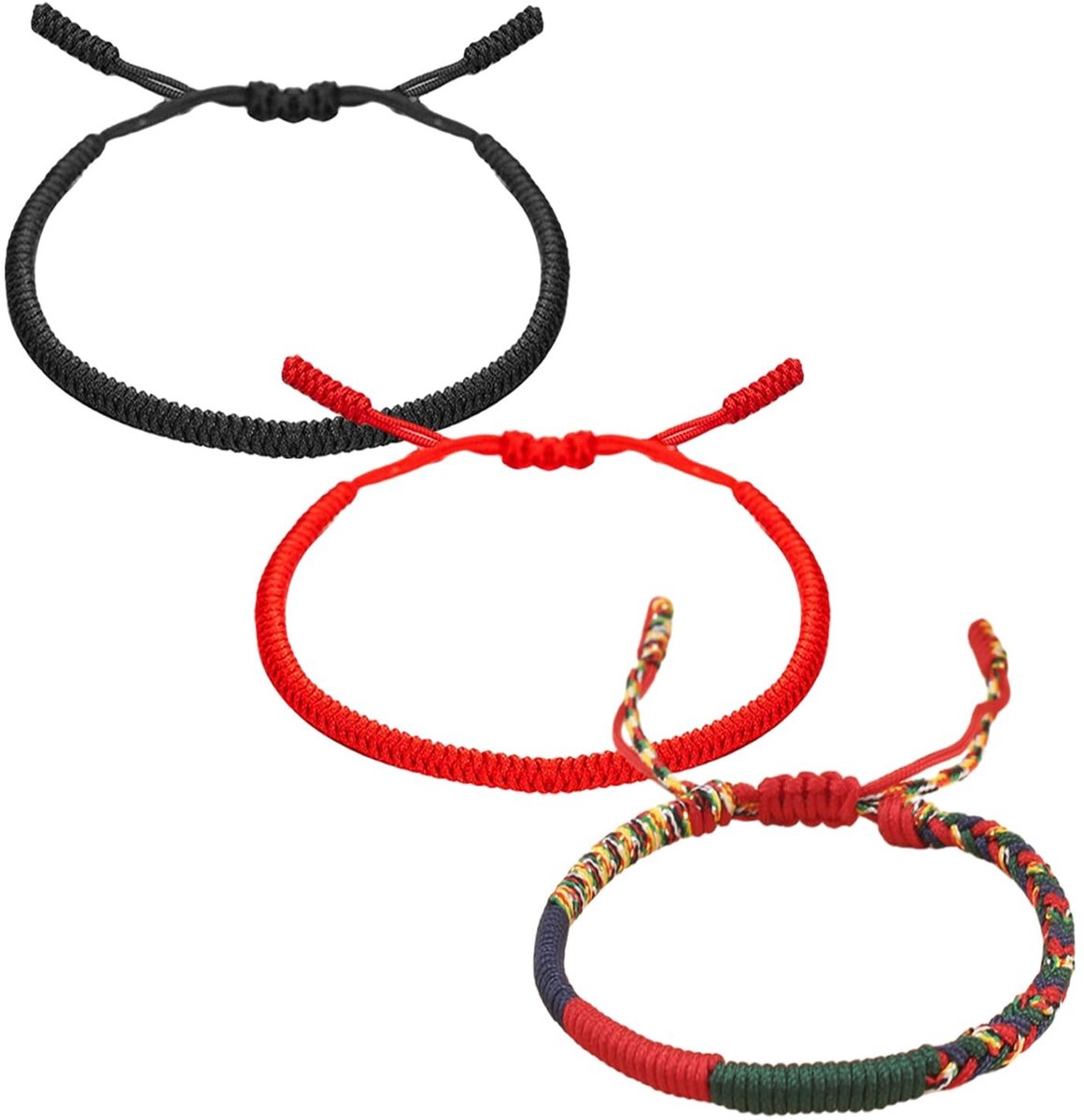 Dailygoods- Armbanden Set van 3 - Handgevlochten Armbanden - Vriendschapsarmbanden - Verstelbare Touwarmbanden - 16 cm - Duurzaam Koordmateriaal - Vriendschapsarmband