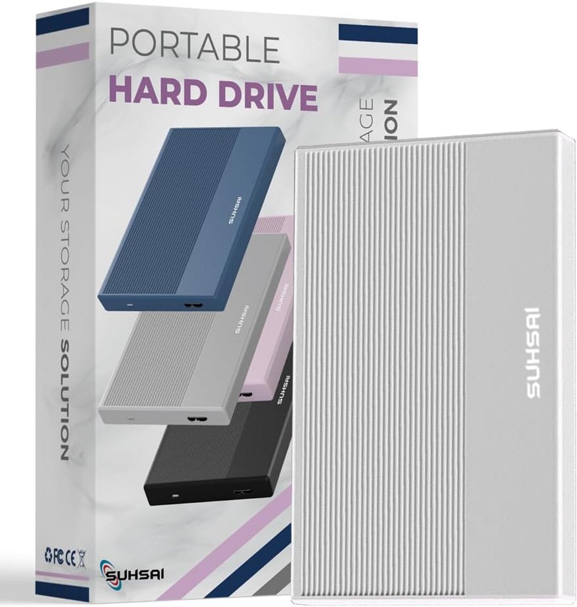 Externe Harde Schijf - Draagbare Opslag - Bestanden Opslaan - Snelle Dataoverdracht - 120GB Capaciteit - Zilver