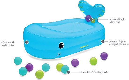 Opblaasbaar Baby Bad met Walvisdesign - Spetterplezier met 10 Drijvende Ballen en Warmte-indicator — afbeelding 5