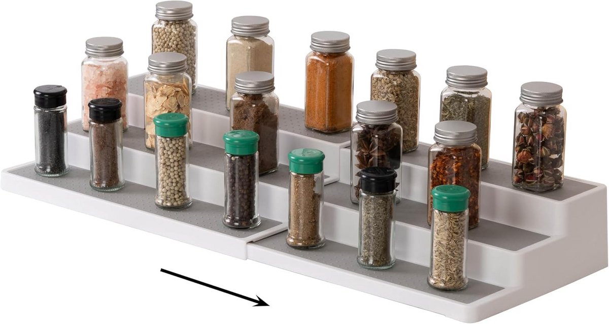 Kruidenrek - Opberger - Keuken organiseren - Drielaagse plank - 24x37x8 cm - Wit