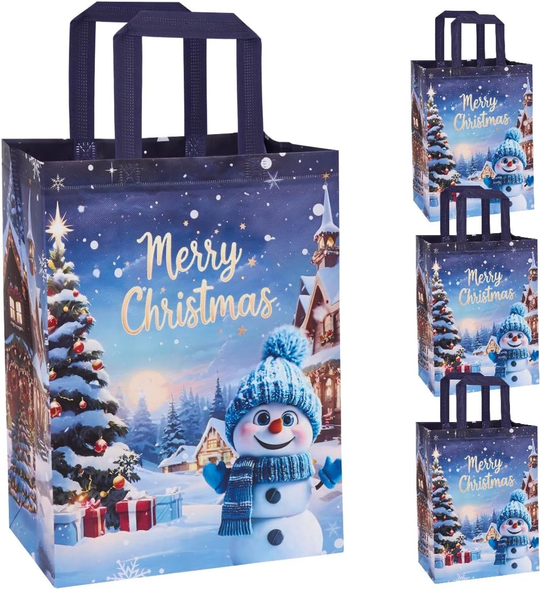 Kerstcadeautassen - Feestelijke tassen - Cadeaus Inpakken - Herbruikbaar stevig materiaal - 41 x 30 cm - Blauw