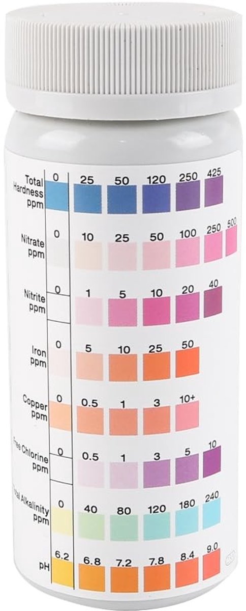 Dailygoods- Waterkwaliteitsteststrips 8-in-1 - Nauwkeurige detectie pH, chloor, alkaliteit - 100 stuks - Snelle resultaten binnen 60 seconden - Extra lange houdbaarheid 1 jaar - Teststrips