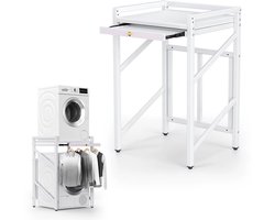 JOYNEXTBUY - Wasmachine Verhoger Opbergrek – Verbindingsframe Wasmachine & Droger – 350 kg – Onderstel – 74 x 64 x 113,5 cm – Wit