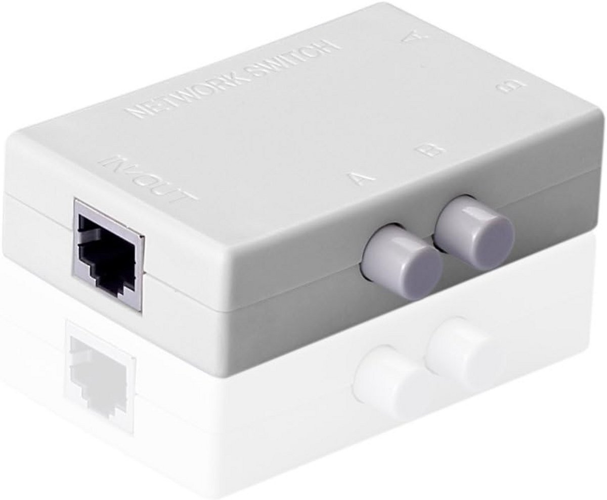 Netwerk Switch Selector - RJ45 Hub - Netwerken Delen - 2 Poorts 100Mhz - 8x5x2.2 cm - Zwart