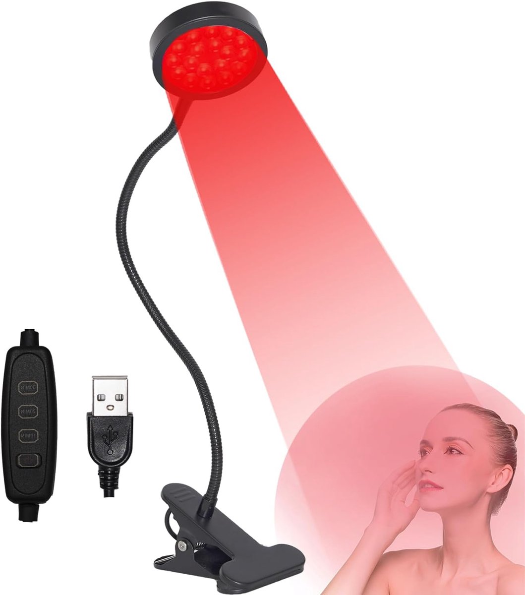Lichttherapie Apparaat - Gezichtsbehandeling Huidverzorging - Huidverbetering Thuis - Combinatie Rood & Infrarood - 18 LEDs - Rood