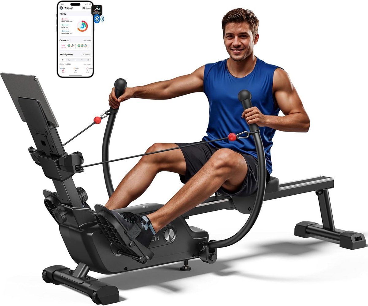 Roeitoestel - Thuis fitness - Full body training - Dubbele peddel design - 104 x 45.5 x 44.5 CM - Zwart