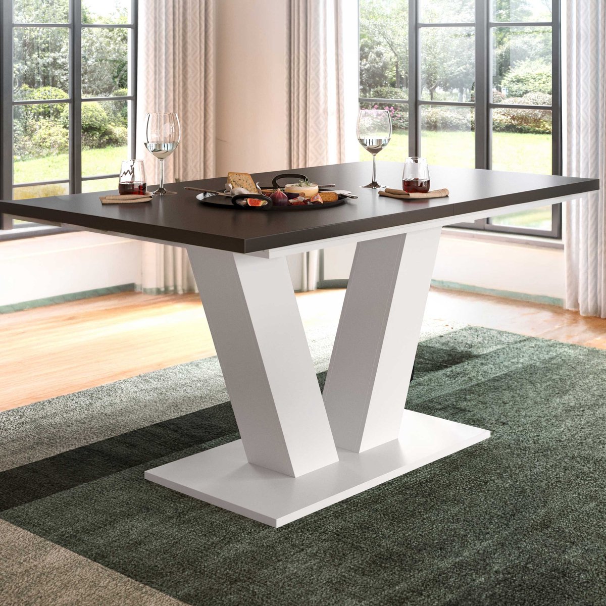 Uitschuifbare Eettafel Motion Emob - 150-190x76x90 Cm - Wit & Grijs