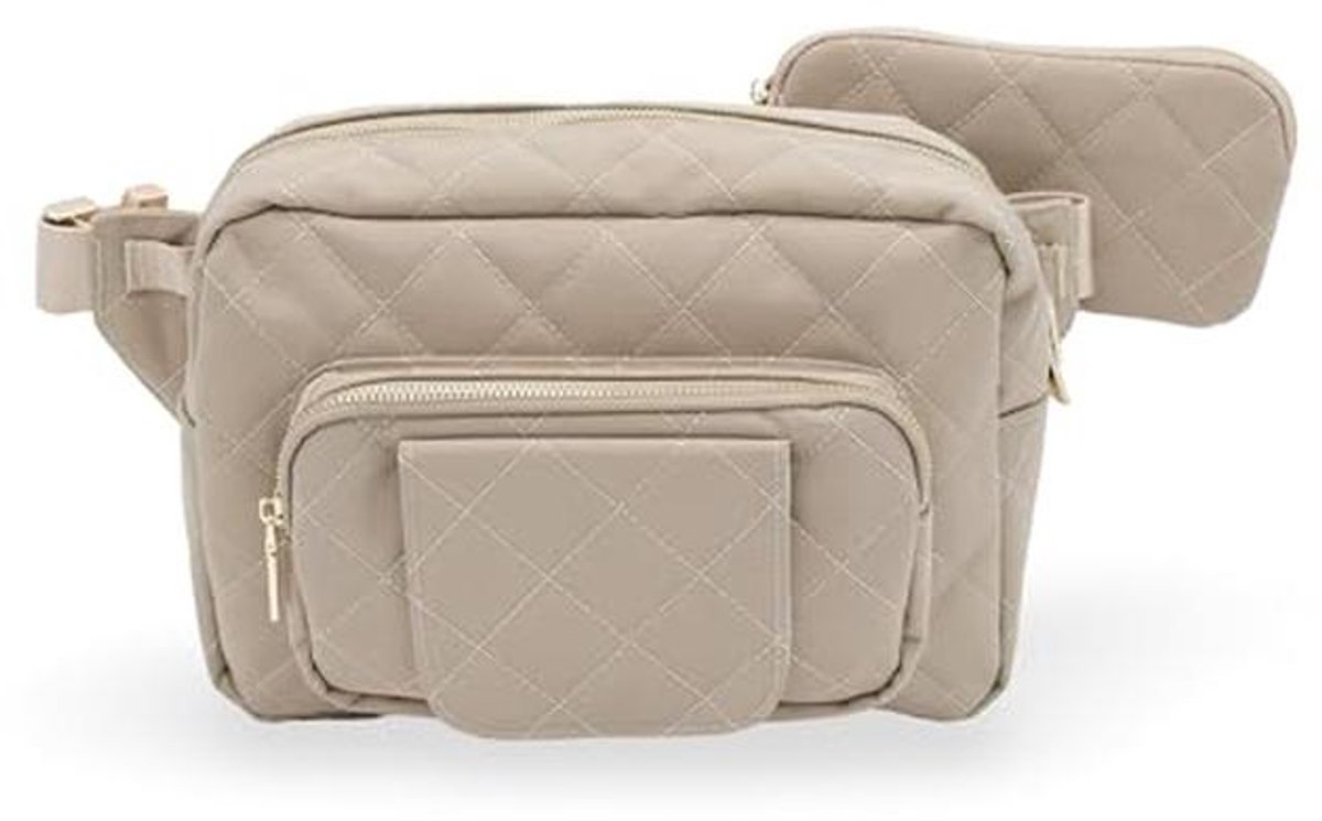 Kleine luiertas - Heuptasje baby - Baby verzorging - Draagbaar aankleedkussen - 38 cm - Beige