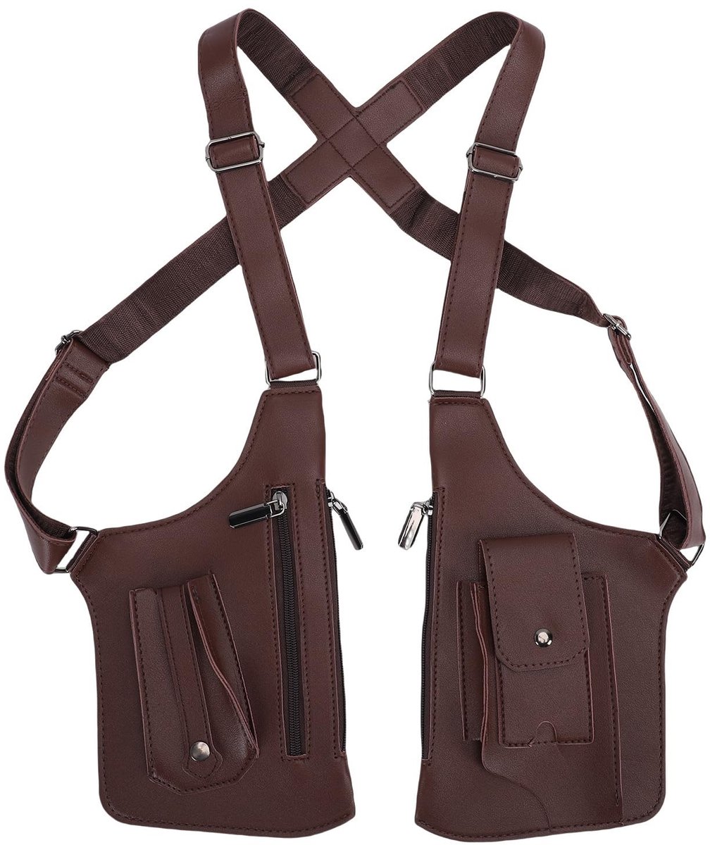Dailygoods- Okseltas Dubbel - Anti-diefstal - Verstelbare Onderarmportemonnee - PU-leder - Ruime Zakken - Unisex Veelzijdigheid - Schoudertas