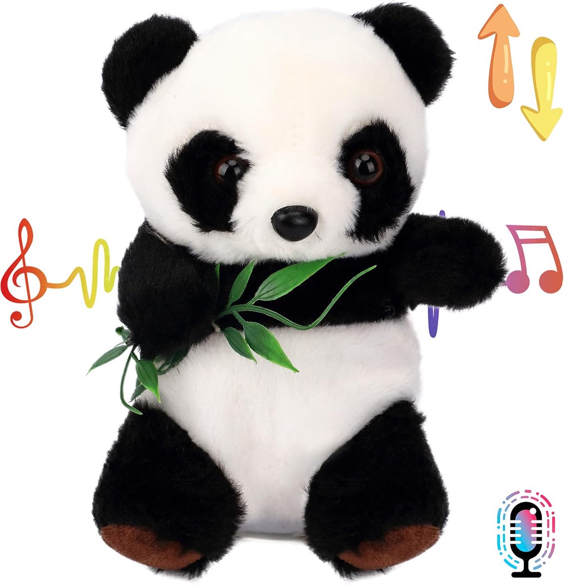 Pratende Panda Speelgoed - Knuffel Dier - Kinderen Leren - Herhaalt Geluid - 18 cm - Zwart Wit