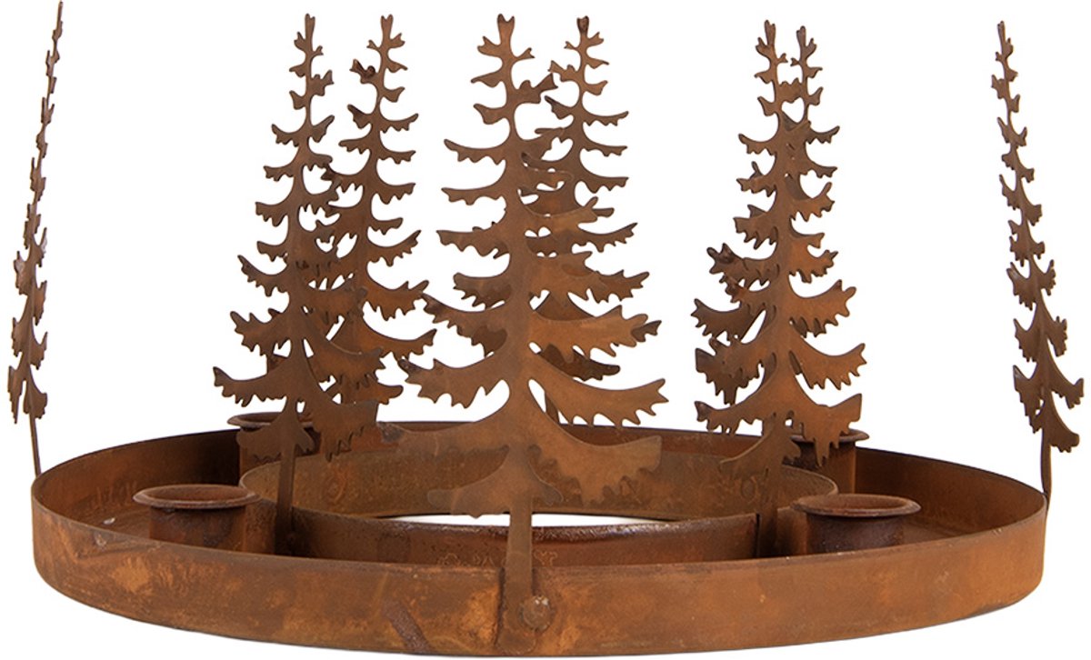 Clayre & Eef Kandelaar Bruin Metaal Kerstbomen
