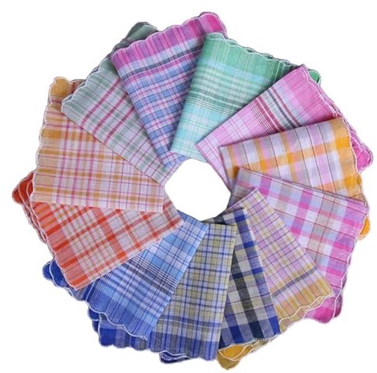 Zakdoeken Katoen - Herbruikbare Doekjes - Dagelijks Gebruik - Geruit Patroon - 6 Stuks 28x28cm - Willekeurig