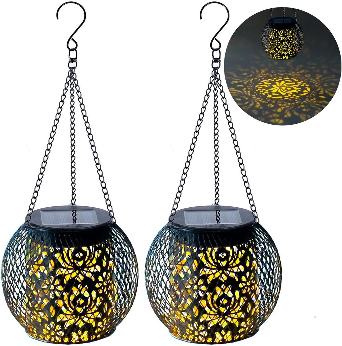 Lantaarn Lamp - Draagbare Verlichting - Buitenverlichting Tuin - 14 Uur Batterijduur - IP 65 - Zwart