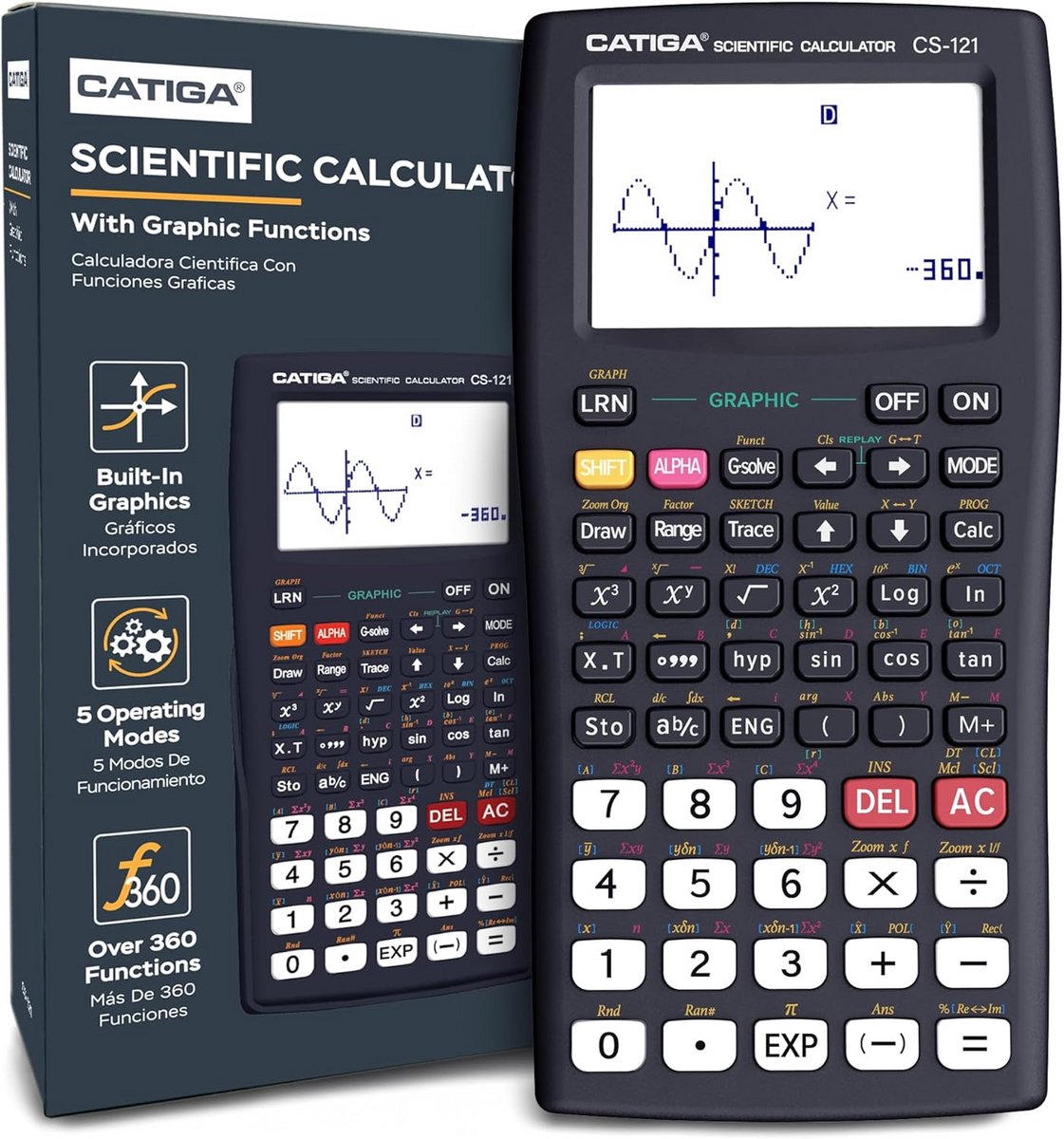 Wetenschappelijke Rekenmachine - Grafische Calculator - Complexe Berekeningen - Meer dan 280 Functies - 7 x 33 Inch - Zwart