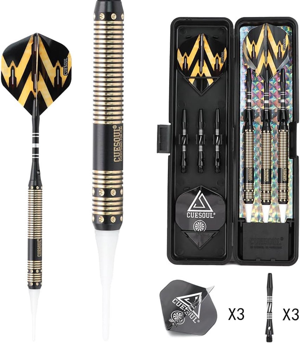 Soft Tip Darts Set 16g voor Elektronische Dartborden - Inclusief 6 Assorti Shafts, Flights en Slanke Opberghoes