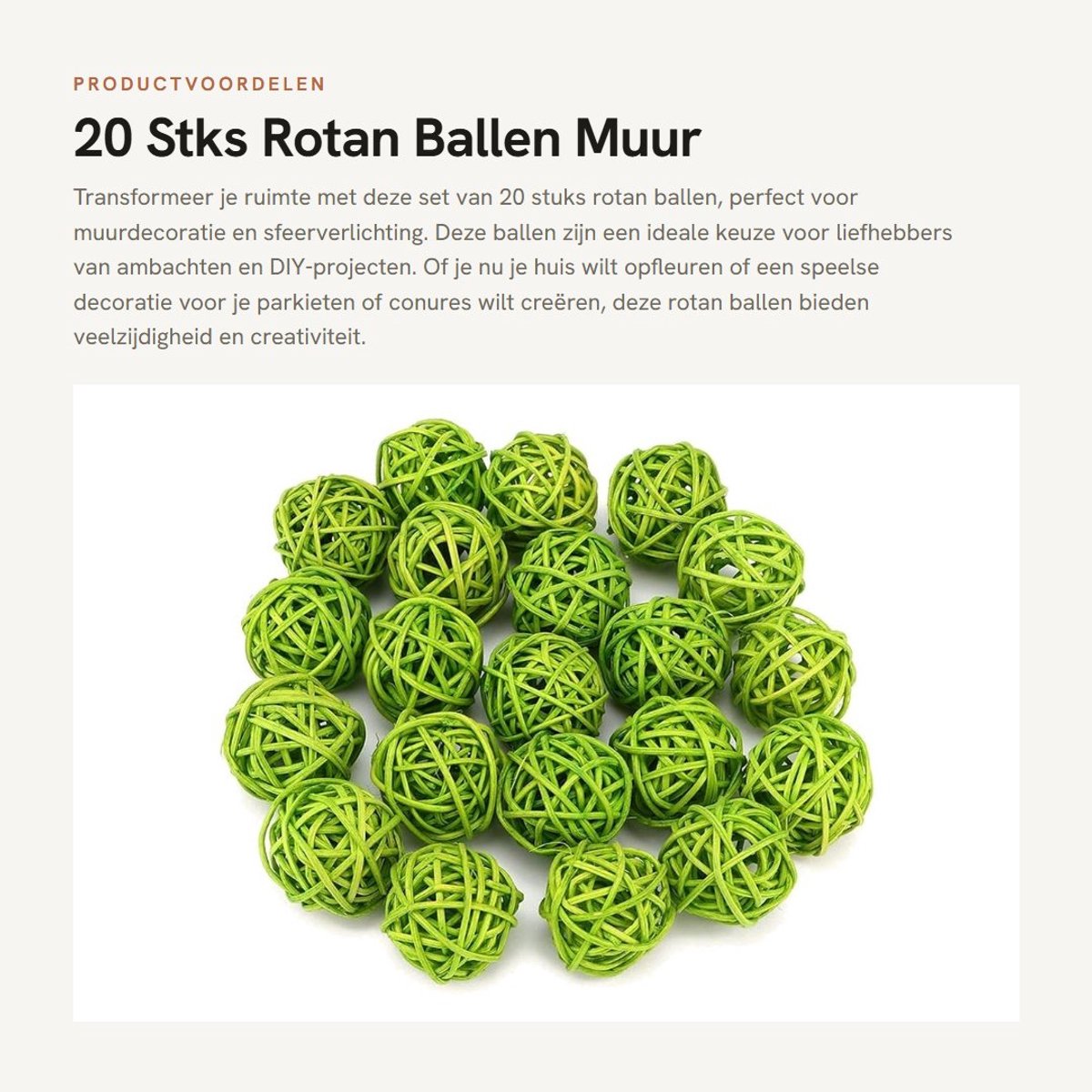 Dailygoods- Rotan Ballen 20 Stuks - Decoratie Ballen - Muur Opknoping - Verlichting - Ambachten - Natuurlijk Materiaal - Decoratieballen