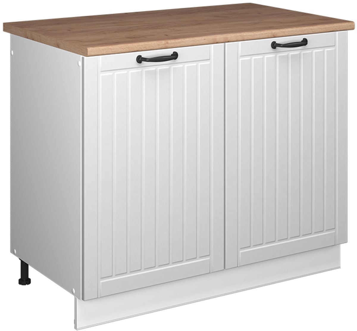 Vicco Wastafelkast Fame-Line, Wit Landhuis/Wit, 100 cm, WB Eik