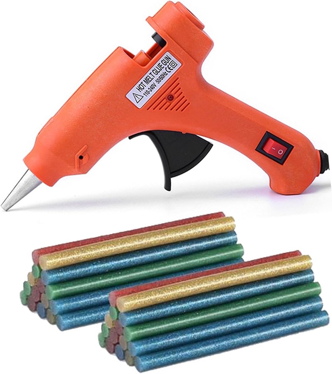 Heet lijmpistool - Mini lijmpistool - Knutselen en repareren - Snelle opwarming - 20 Watt - Oranje