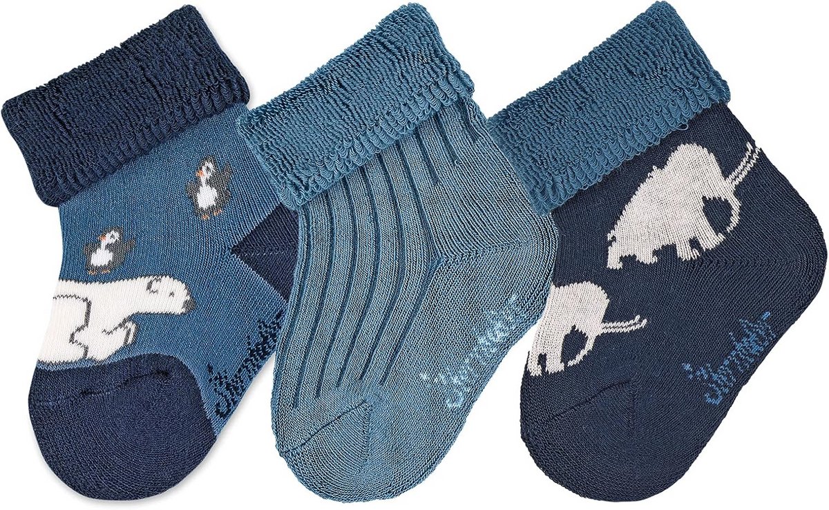 Babysokken - Sokjes voor jongens - Comfortabel dragen - Zachte pluche voering - 3-pack - Marineblauw