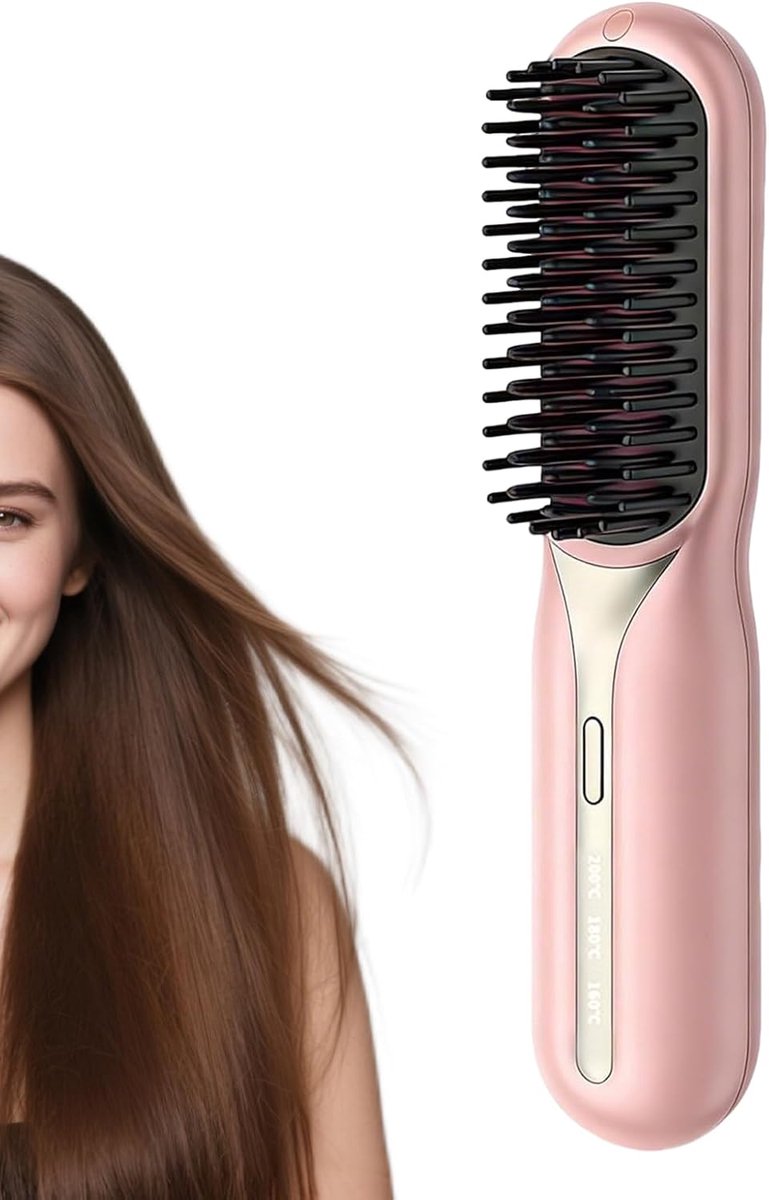 Professionele stijlkam, verwarmde stylingborstel tegen brandwonden, snel gladmaken van haar, draagbaar salonapparaat, dagelijkse schoonheidsborstel geschikt voor dames