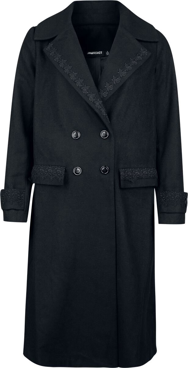 Jawbreaker Lace Trim Boxy Double Breasted Coat Dames Lange jassen - zwart - XL